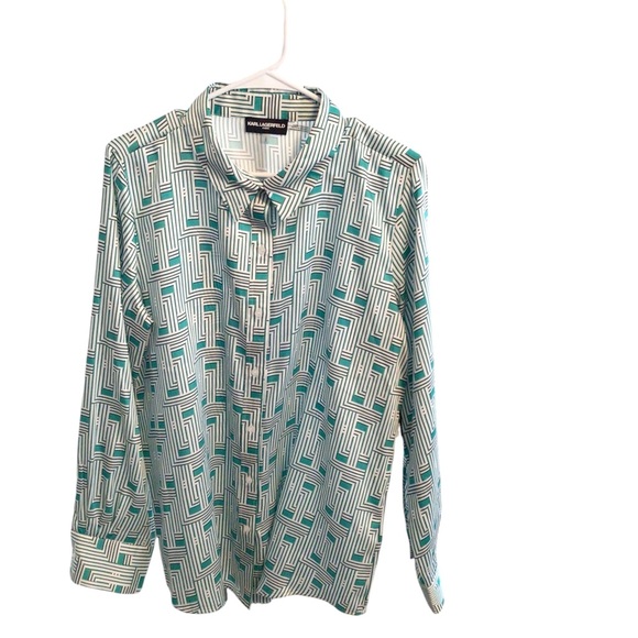 NWT Karl Lagerfeld Printed Button Down Shirt L - Picture 1 of 2